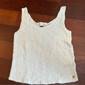Roxy Women’s Sleeveless Sweater Top Size M Bright White Knit Tank Beach Boho